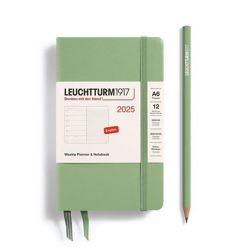 Leuchtturm, Green, Planners, Art & School, 2025, A6, Pocket, Weekly, Notebook, Sage, 816303